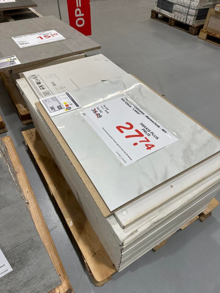 Vloertegel Calacatta Marmer Look Wit 60x120 (1,44m² per pak), Doe-het-zelf en Verbouw, Tegels, Ophalen, 60 cm of meer, Nieuw, 10 m² of meer