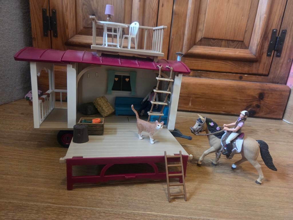 Schleich Woonwagen met accessoires, Ophalen of Verzenden, Gebruikt, Jongen of Meisje