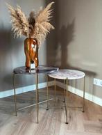 Delon marmer bijzettafels (set van 2), Huis en Inrichting, Tafels | Bijzettafels, 45 tot 60 cm, Overige materialen, Minder dan 55 cm