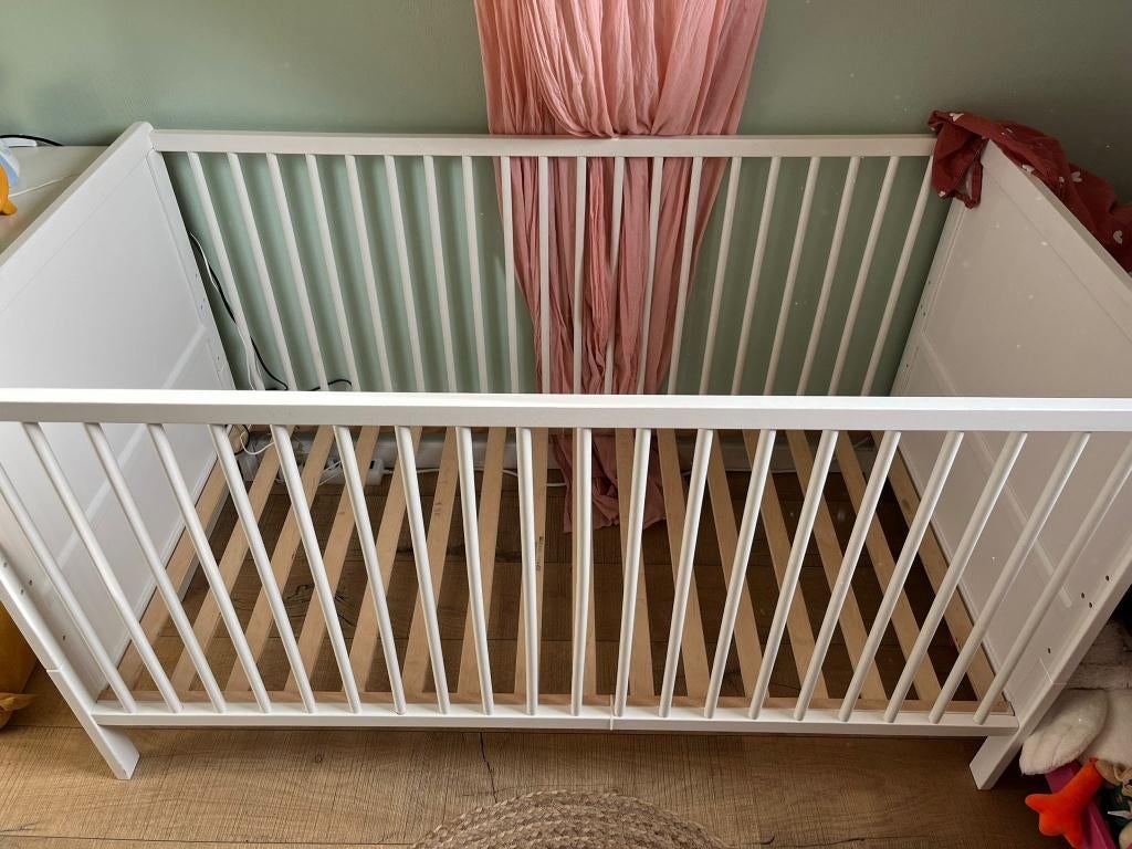 Ledikant (Puck) met lattenbodem en matras, Gebruikt, 70 tot 85 cm, 140 tot 160 cm, Ophalen