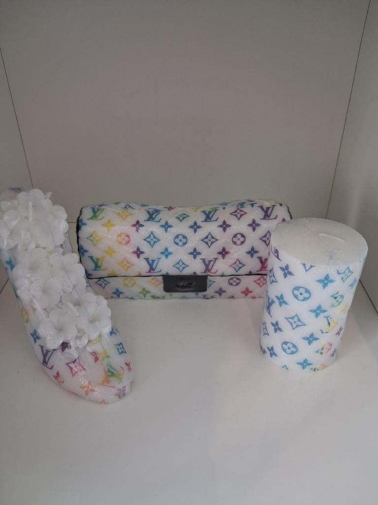 Handgemaakte Kaarsen Set (3 stuks) met LV Print, Overige materialen, Overige kleuren, Nieuw, Ophalen of Verzenden