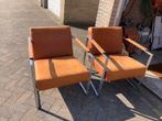 Te koop 2 design fauteuils Bijenkorf, Ophalen, Gebruikt, 50 tot 75 cm, Leer