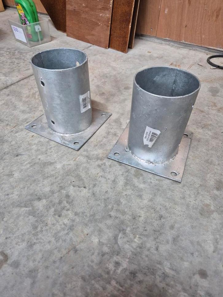 Ronde paalhouder op plaat, Tuin en Terras, Tuinpoorten, Nieuw, IJzer, Ophalen of Verzenden