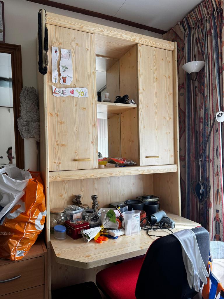 Burokast met opbergruimte en bureau - 200x95 cm, Ophalen, Gebruikt, 200 cm of meer, 50 tot 100 cm