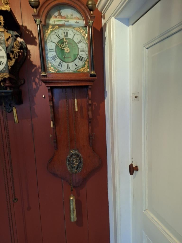 Antieke Friese Staartklok uit Dokkum - Handgeschilderd, Ophalen of Verzenden