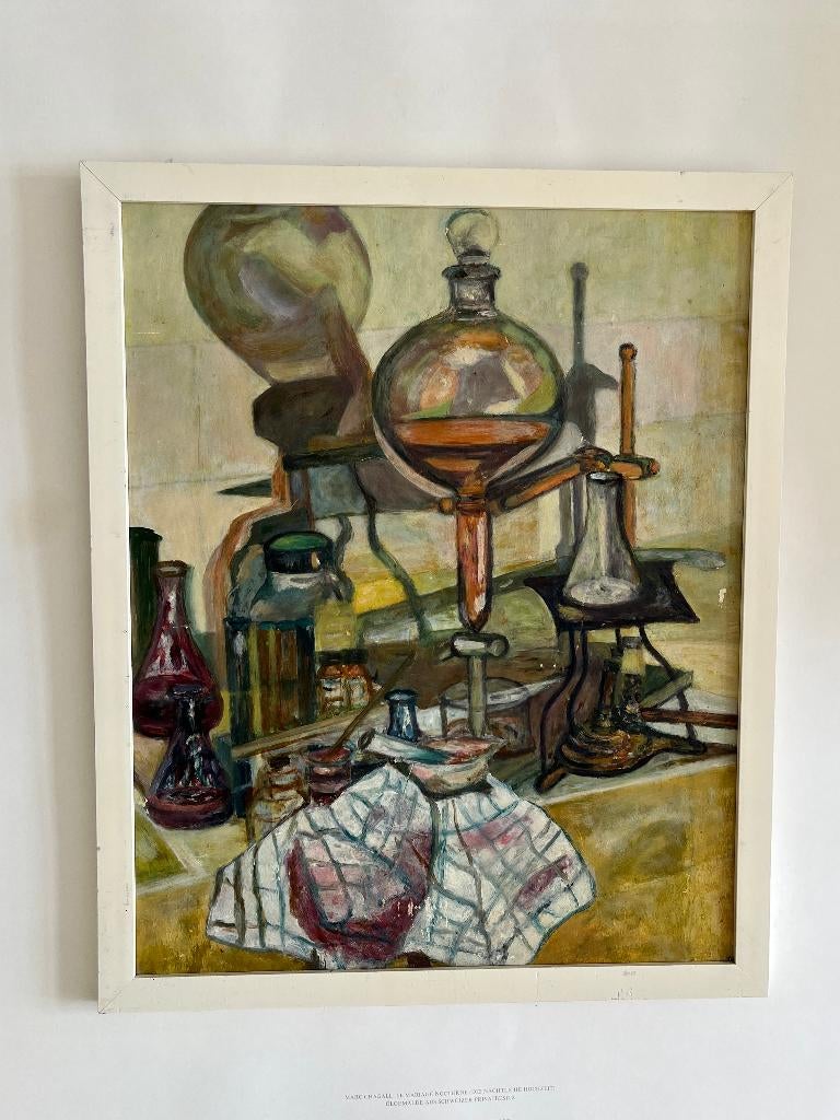 Stilleven - in het chemisch lab, Ophalen, Minder dan 50 cm, Gebruikt, Schilderij