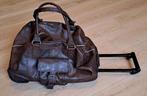 Hulshof leren trolley weekendtas reistas, Wieltjes, 40 tot 60 cm, 30 cm of meer, Bruin