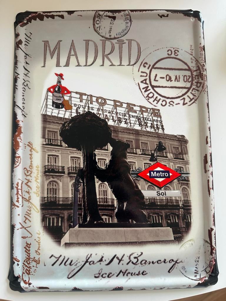 Metalen wandbord Madrid, Ophalen of Verzenden, Zo goed als nieuw