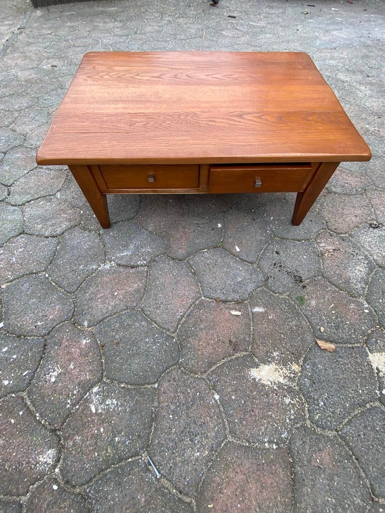 Salontafel hout eiken kersen kleur met lades, Ophalen, Gebruikt, 50 tot 100 cm, 100 tot 150 cm