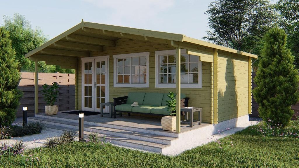 Blokhut - Tuinhuis Pinkus | 44 mm | vuren onbehandeld, Verzenden, Nieuw