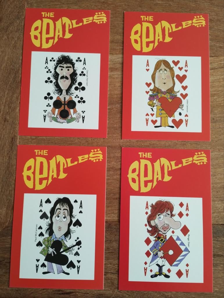 The Beatles Playing Card Art Prints - Set van 4 ansichtkaart, Ophalen of Verzenden, Zo goed als nieuw, Poster, Artwork of Schilderij