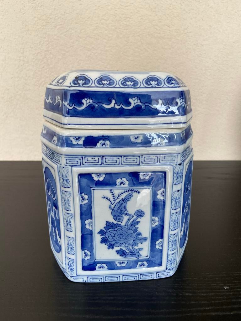 Chinese Blauw-Witte Bewaarpot  met deksel, Ophalen of Verzenden