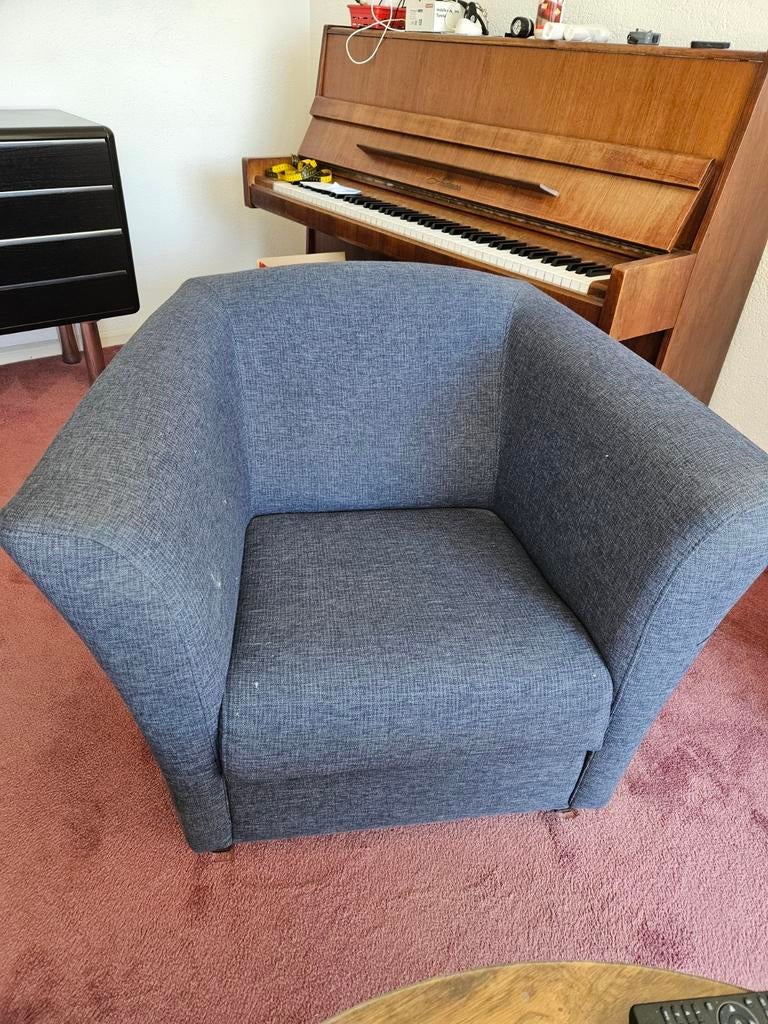 Comfortabele blauwe fauteuil, Huis en Inrichting, Fauteuils, Ophalen, Gebruikt, 75 tot 100 cm, 75 tot 100 cm