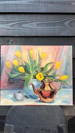 Olieverf stilleven tulpen, Ophalen