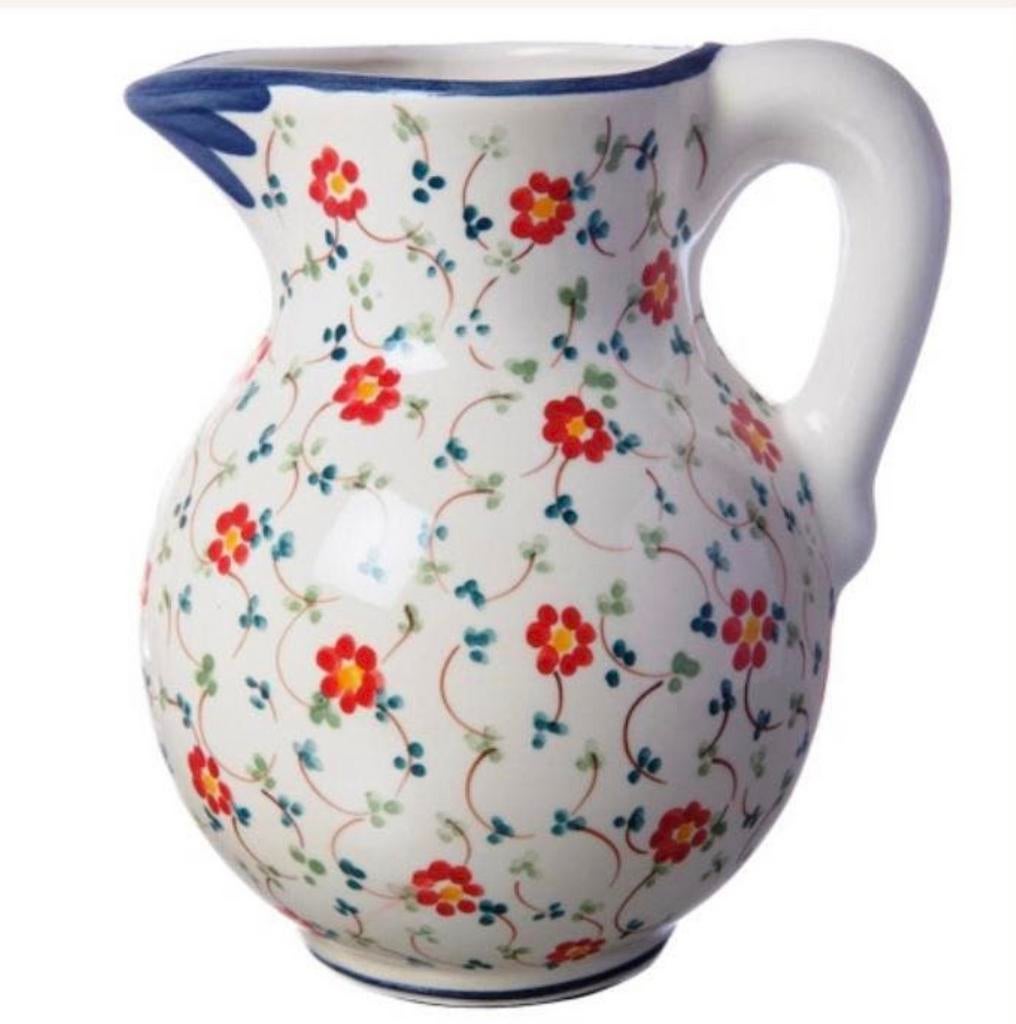 Handbeschilderde schenkkan met bloemen motief, Keramiek, Overige typen, Nieuw, Ophalen of Verzenden