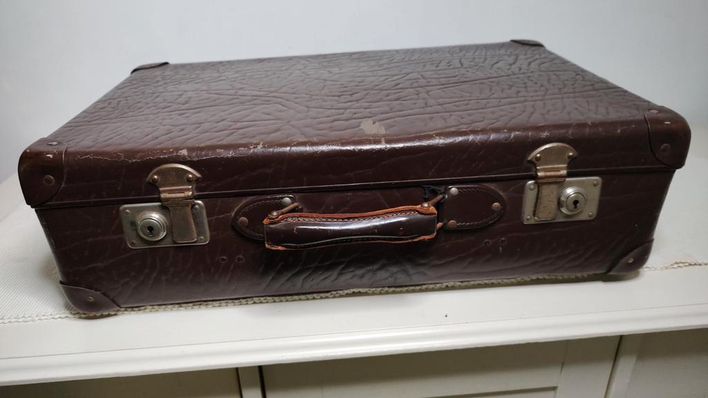K534 VINTAGE jaren 40-50 koffer van geperst karton, Overige materialen, Gebruikt, 50 tot 60 cm, -
