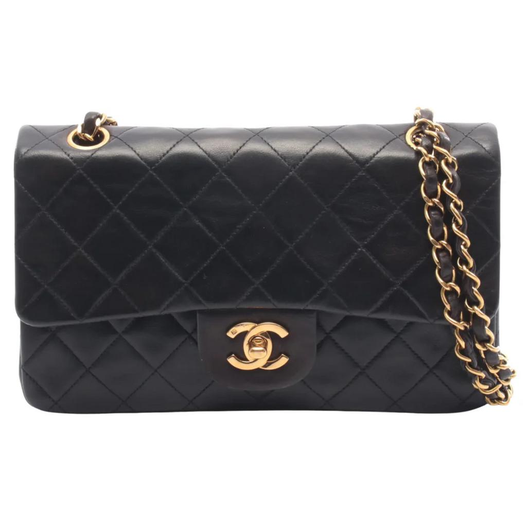 Chanel Classic Flap Bag Vintage Small Lambskin Black, Ophalen of Verzenden, Gebruikt, Zwart, Handtas