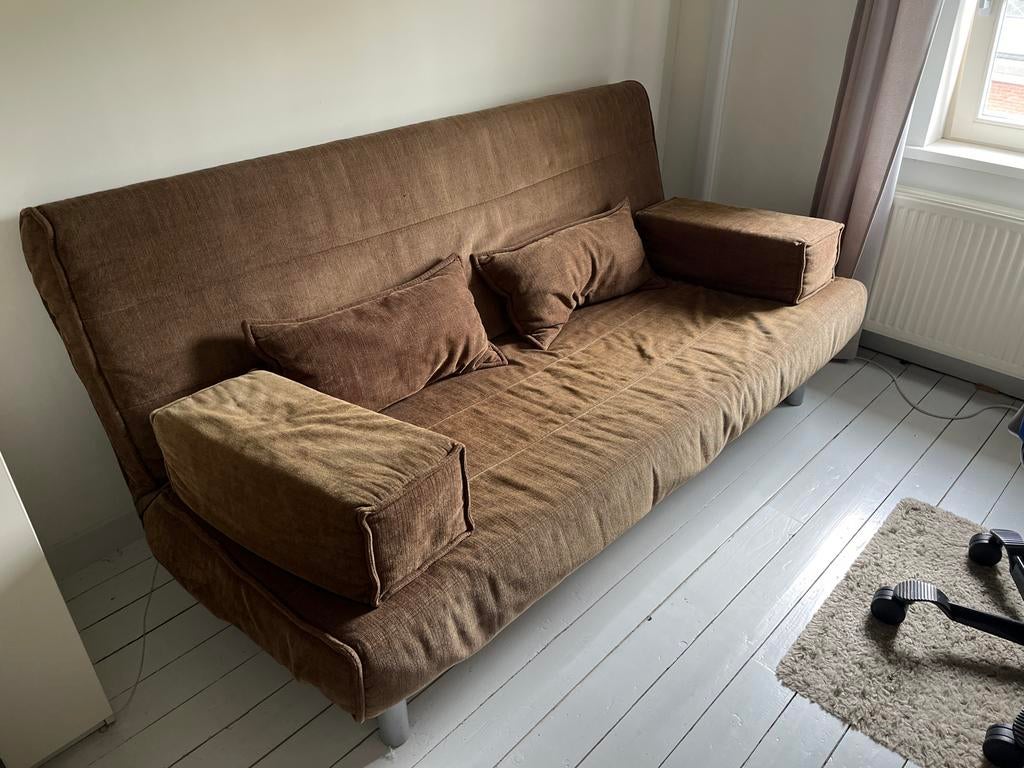 Ikea Bedbank 200x140, Ophalen, Gebruikt, Bruin, 140 cm