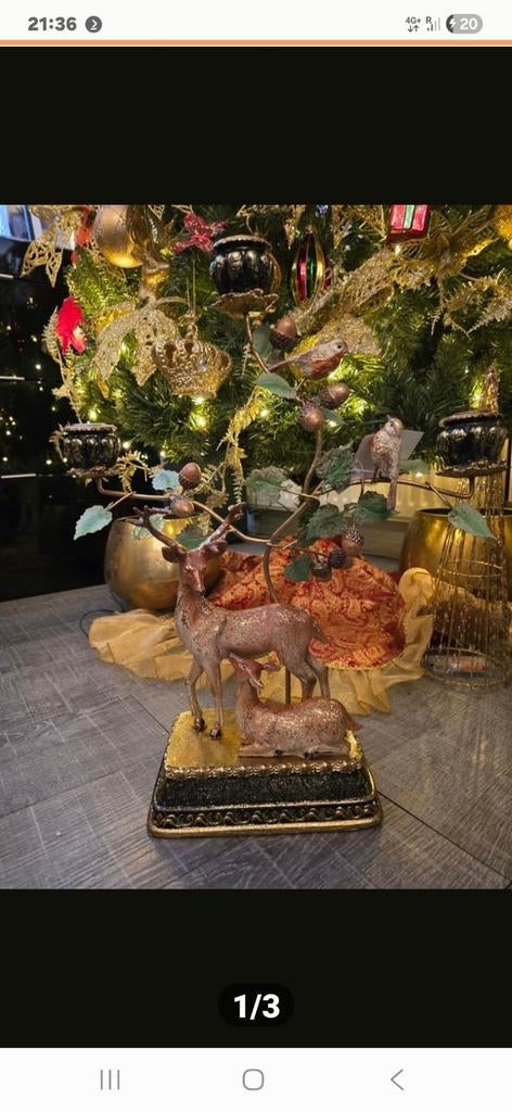 Decoratief beeld: Hertenfamilie onder boom, Huis en Inrichting, Ophalen of Verzenden, Nieuw