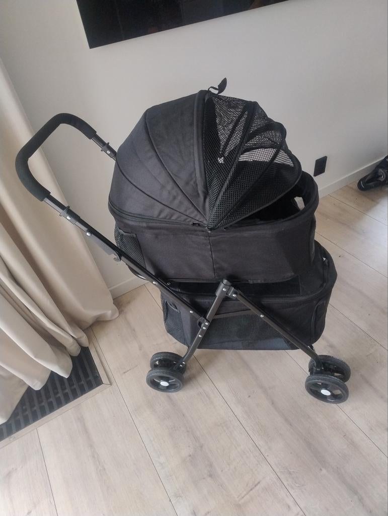 Inklapbare hondenbuggy zwart, Dieren en Toebehoren, Honden-accessoires, Ophalen, Zo goed als nieuw