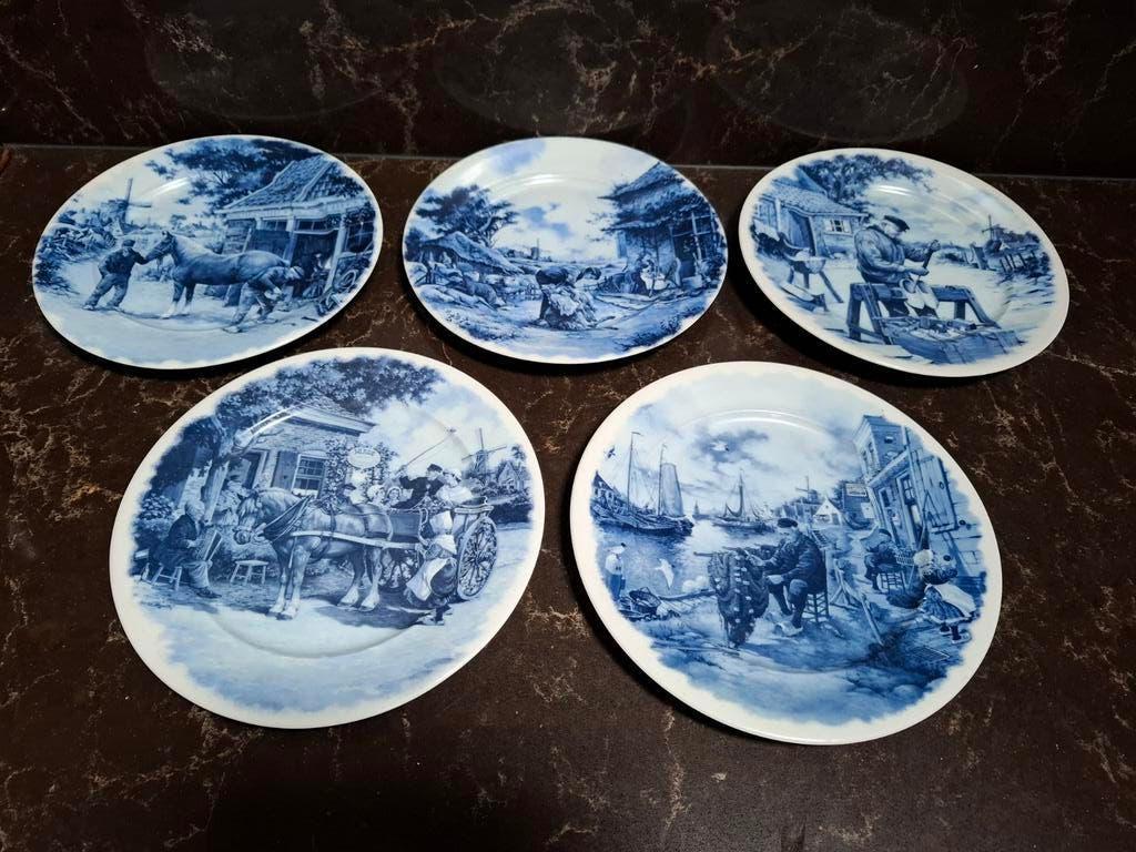 tk: 5 mooie DELFTS BLAUWE WANDBORDJES (beroepen), Ophalen of Verzenden