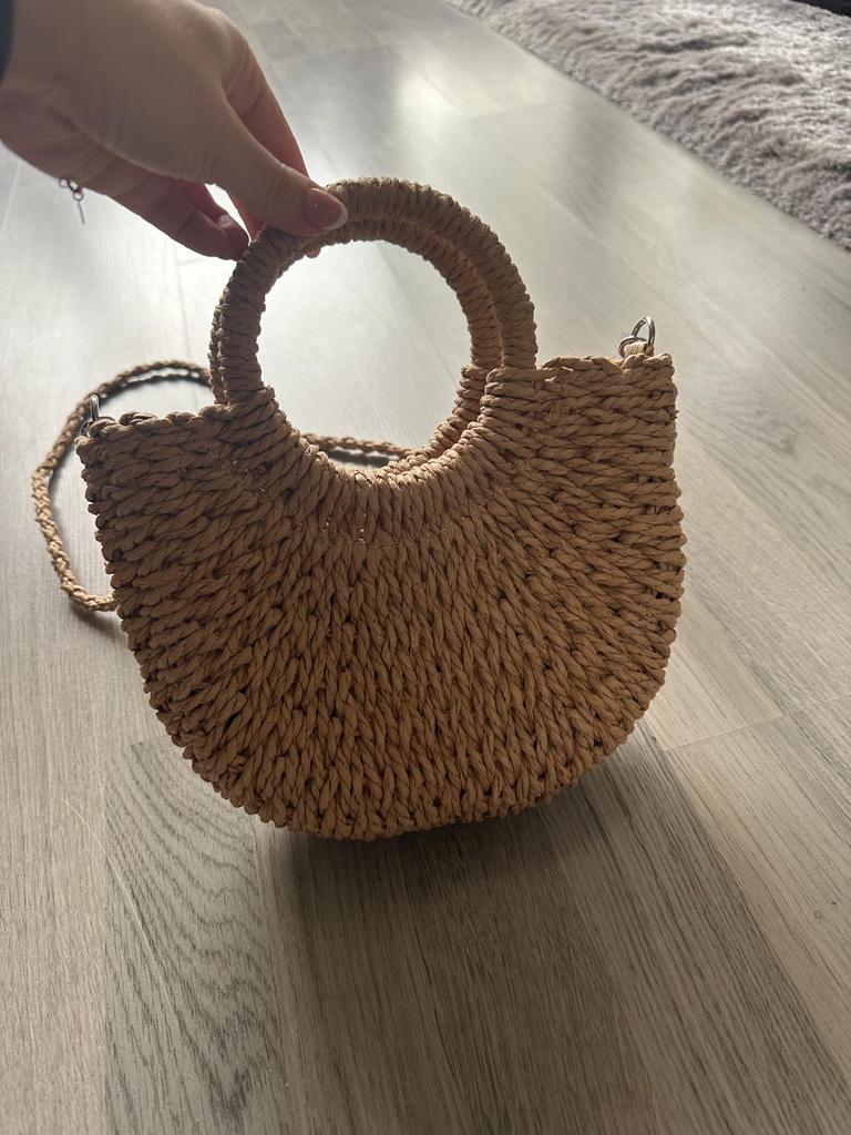 Zara rotan tas Ibiza bali stijl met afneembare band, Ophalen of Verzenden, Gebruikt, Bruin, Handtas