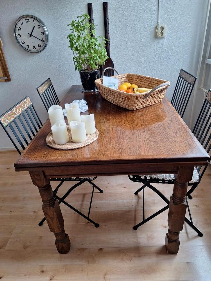 Mooie eiken vinted eettafel, Huis en Inrichting, Complete eetkamers, Gebruikt, Ophalen