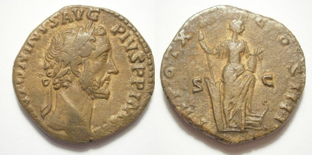 Romeinse munt Antoninus Pius Sestertius TR POT XX COSIIII SC, Ophalen of Verzenden, Italië, Losse munt