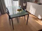 Eetkamertafel met 6 tuigleren stoelen, Ophalen, Gebruikt, 50 tot 100 cm, Vijf personen of meer