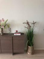 Grote kunstplant siergras met pluimen in rieten mand, Ophalen, Zo goed als nieuw