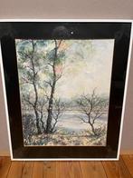 Schilderij landschap met water en bomen, Antiek en Kunst, Ophalen