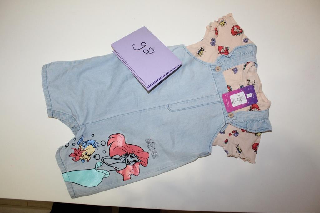 Salopette denim ariel zeemeermin disney maat 98, Kinderen en Baby's, Babykleding | Overige, Ophalen of Verzenden, Nieuw, Meisje