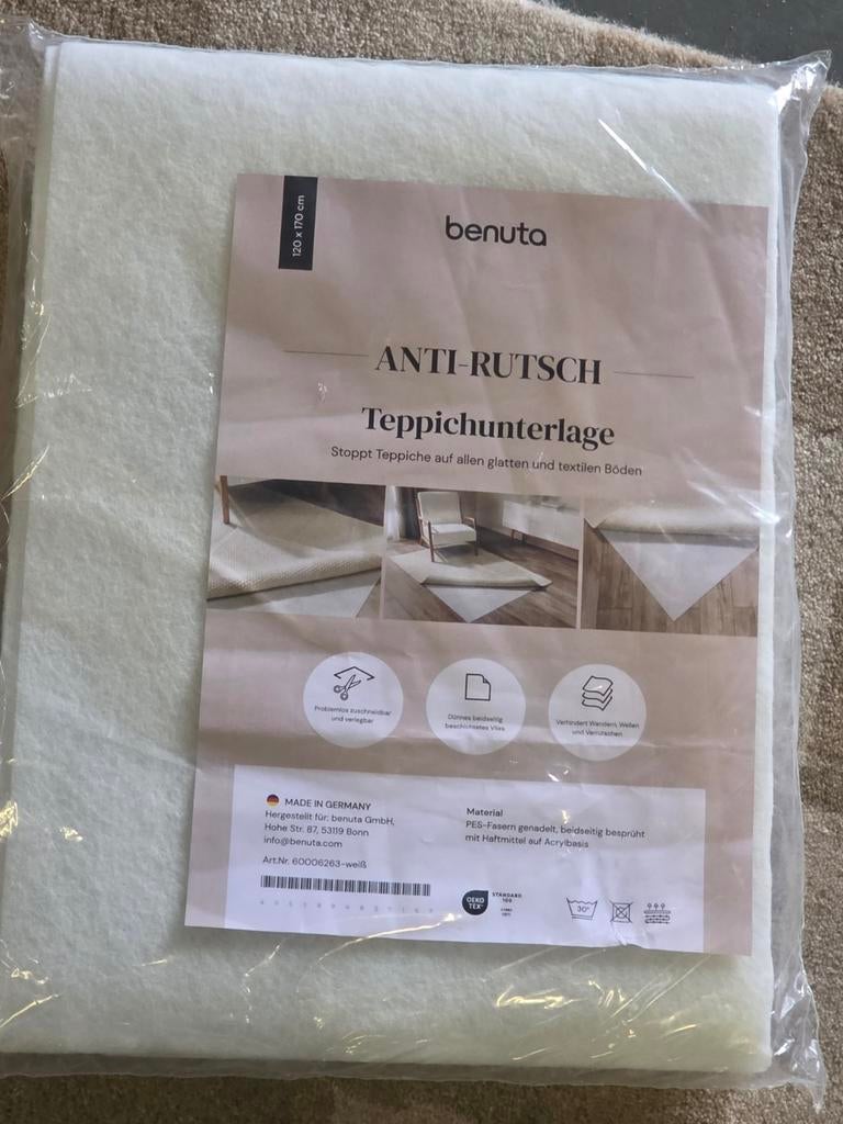 B-3 Benuta Anti-Rutsch Teppichonderlaag 120x170 cm, Huis en Inrichting, Stoffering | Tapijten en Kleden, Benuta GmbH, Wit, Nieuw
