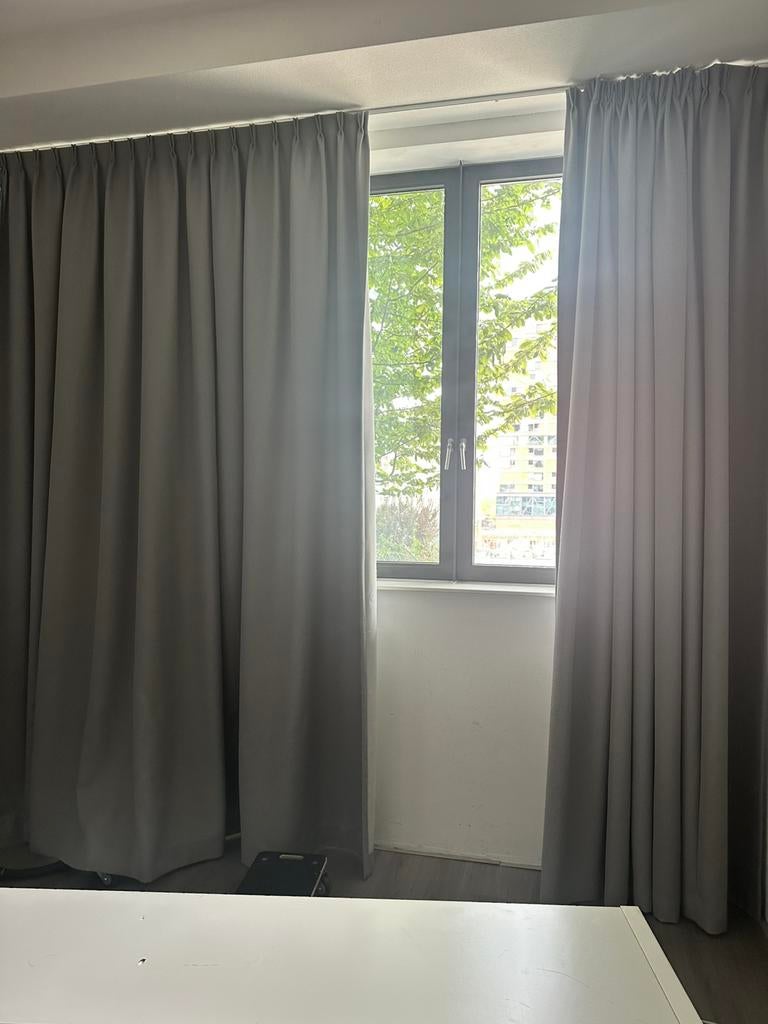 GORDIJNEN TE KOOP (3,20 cm lang, grijs), Ophalen, 200 cm of meer, Zo goed als nieuw, 200 cm of meer