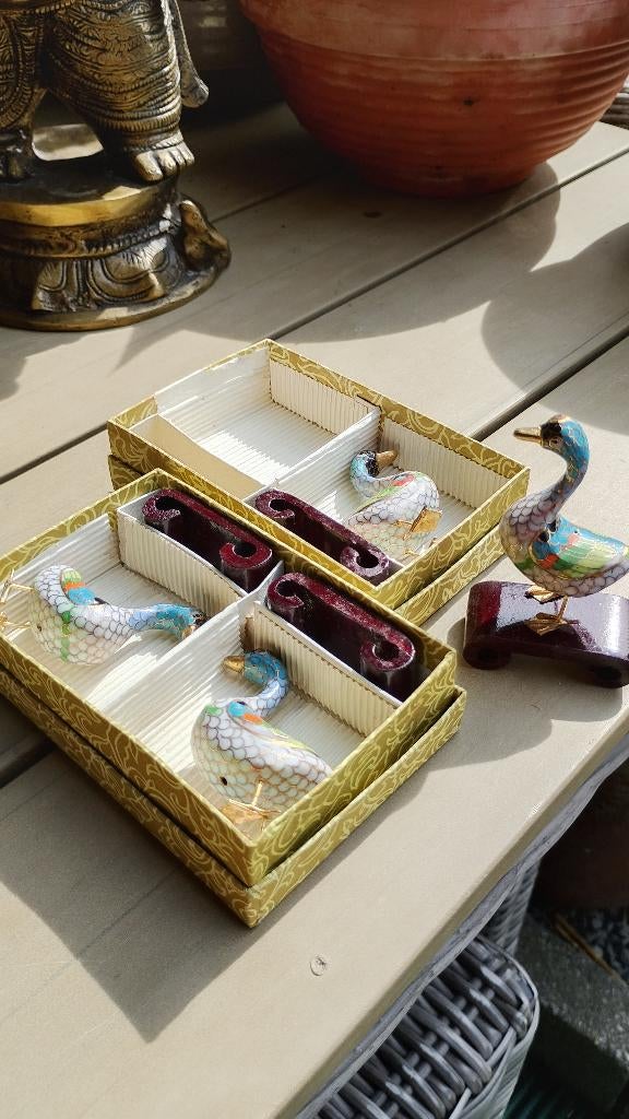 Cloisonne eendjes op standaard Beijing china, Ophalen of Verzenden