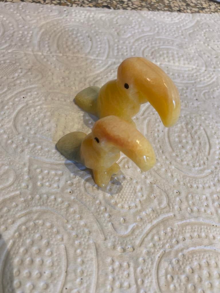 Set van 2 natuurstenen beeldje vogel, Verzamelen, Beelden en Beeldjes, Ophalen of Verzenden, Zo goed als nieuw, Dier