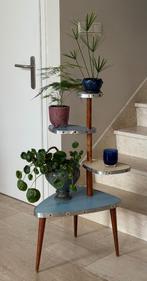 Retro vintage mid century formica bijzettafel plantentafel, Ophalen, Mid century, jaren 50, Gebruikt, 55 tot 75 cm