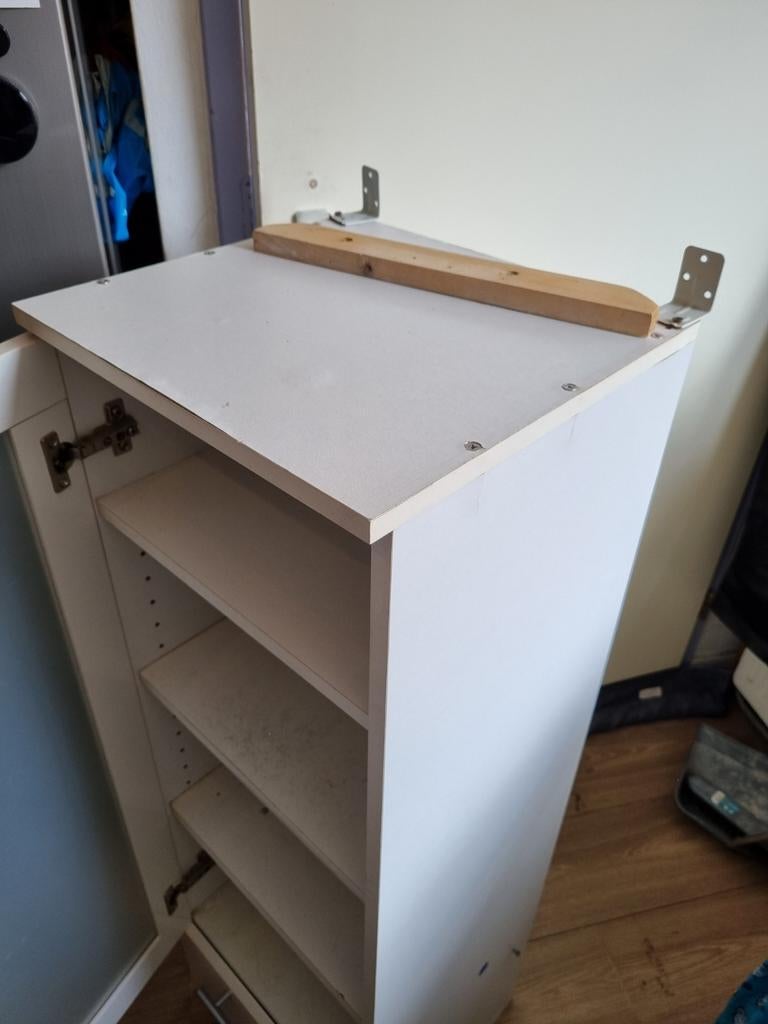 Wit wandkastje met 4 vakken en 1 lade, Ophalen of Verzenden, Gebruikt