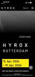 Hyrox Rotterdam solo pro vrijdag, Tickets en Kaartjes, Eén persoon
