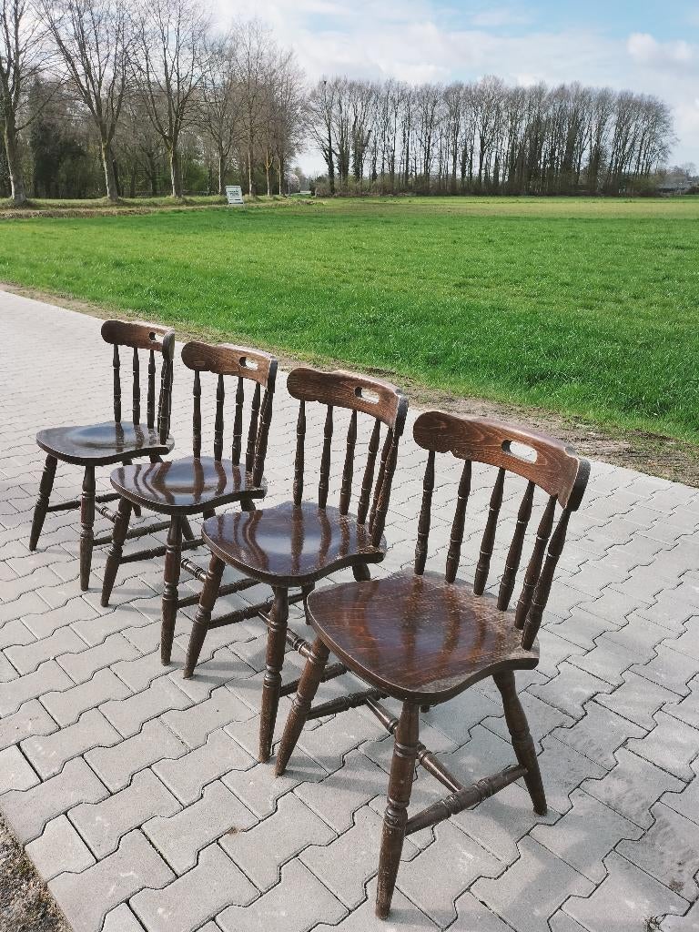 Set van 4 vintage/ retro cafe stoelen, Antiek en Kunst, Antiek | Meubels | Stoelen en Banken, Ophalen