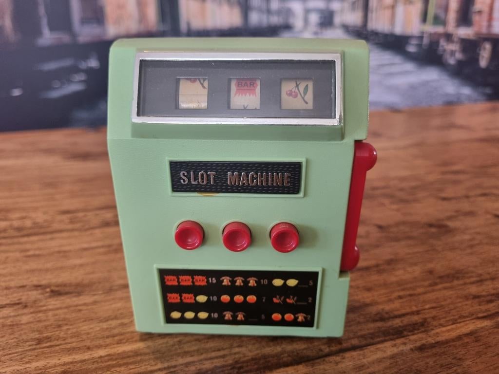 Vintage Mini Slot Machine - Made in Japan, Overige munten, Ophalen of Verzenden, Gebruikt