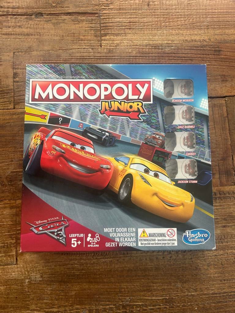 Monopoly Junior Cars Disney Pixar Bordspel, Drie of vier spelers, Ophalen, Gebruikt