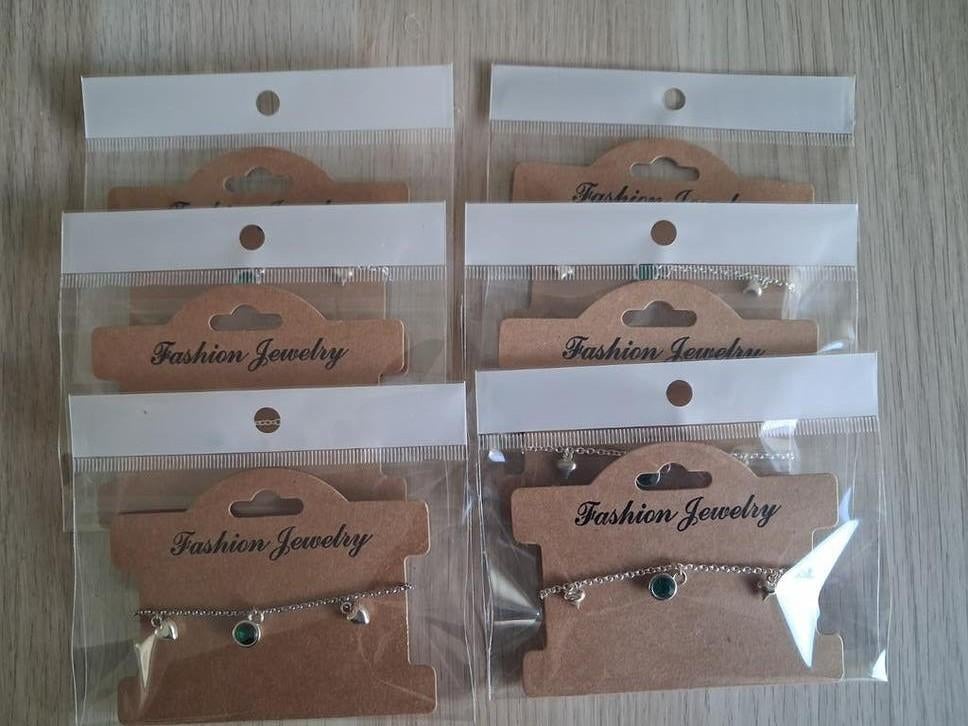 6x Kinderbedelarmbandjes - Zilverkleurig en Groen, Sieraden, Tassen en Uiterlijk, Kindersieraden, Ophalen of Verzenden, Nieuw