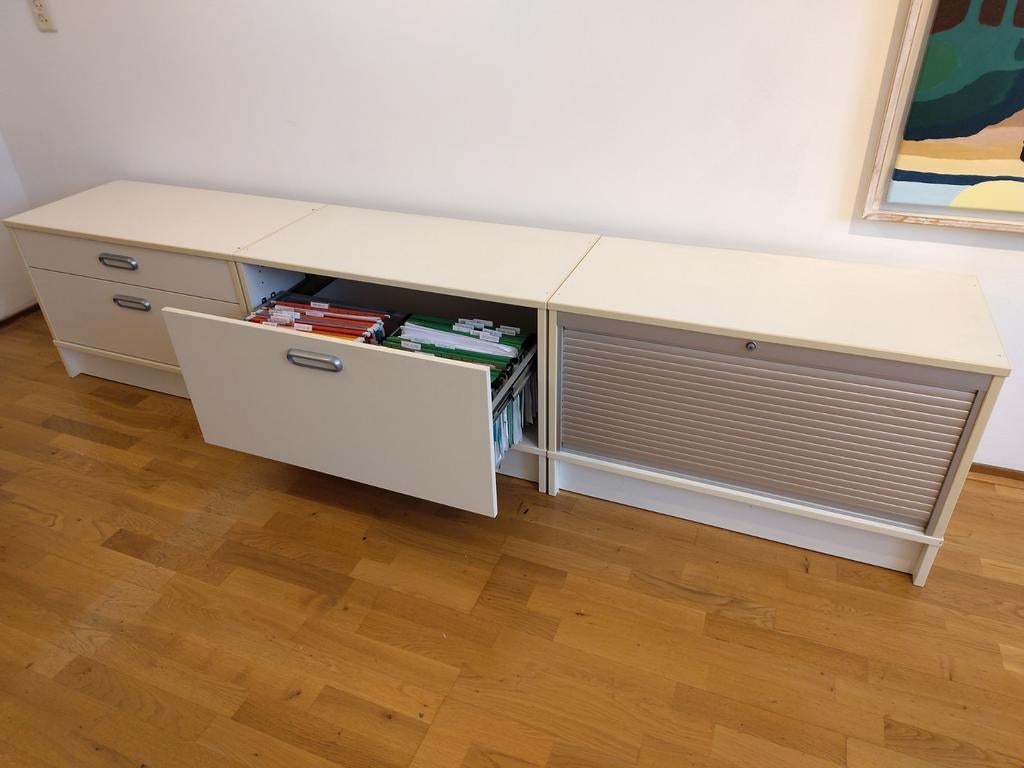 3 kasten, wit, met lades en roldeur, Ophalen, Gebruikt