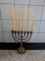 Antieke bronzen Menora kandelaar met 7 armen, Ophalen of Verzenden, Koper of Brons