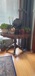 antieke ovale schaaktafel notenhout wielen(plantentafel, Ophalen of Verzenden