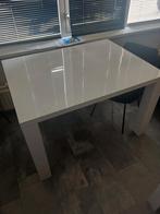 Hoogglans witte eettafel 120x90cm met glasplaat, Huis en Inrichting, Tafels | Eettafels, Gebruikt, 100 tot 150 cm, Glas, Vier personen