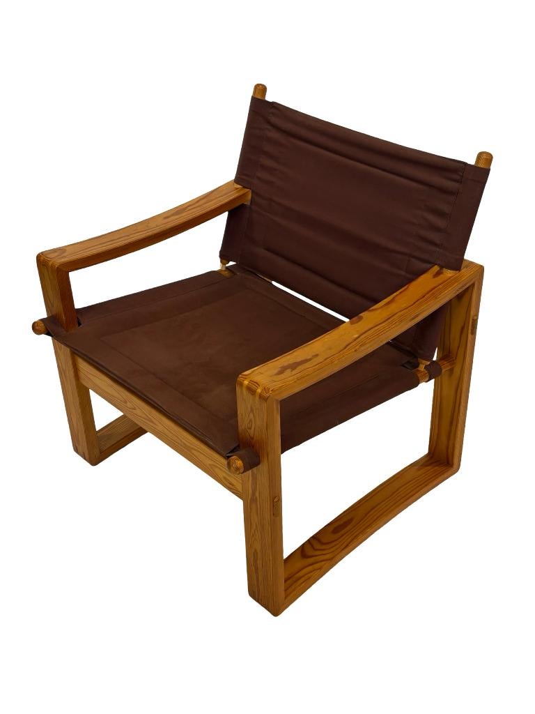 Vintage Deense Borge Jensen Safari Sling Fauteuil Pinewood