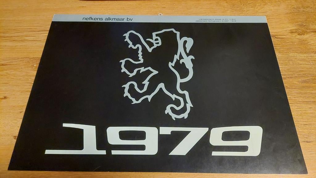 Peugeot kalender Nefkens 1979 zeer netjes, Ophalen of Verzenden, Maandkalender, Zo goed als nieuw