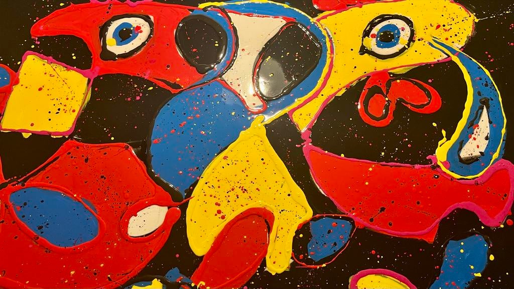 Jacky Zegers epoxy schilderij “Happy” - 200x100 cm, Antiek en Kunst, Kunst | Schilderijen | Modern, Ophalen